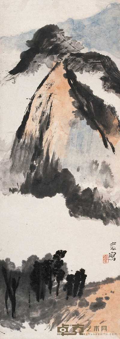 谢之光 山水 立轴 94.5×33.5cm